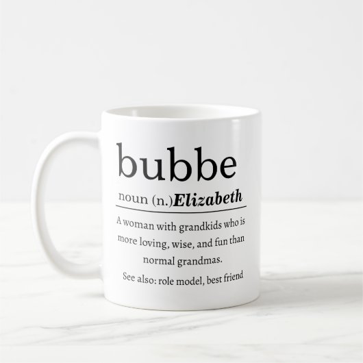 Gepersonaliseerde Bubbe Definitie Koffiemok (Links)