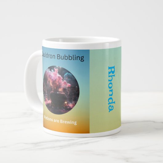 Gepersonaliseerde bubbelende ketel grote koffiekop (Links)