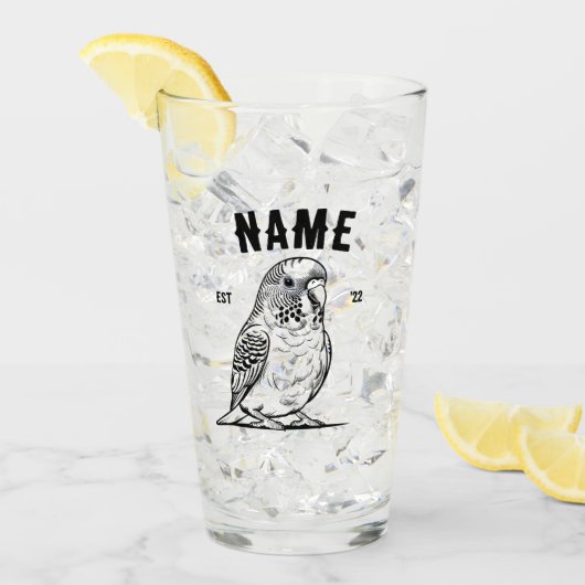Gepersonaliseerde Budgie Glass Cup | Custom Bird L Glas (Voorkant ijs)