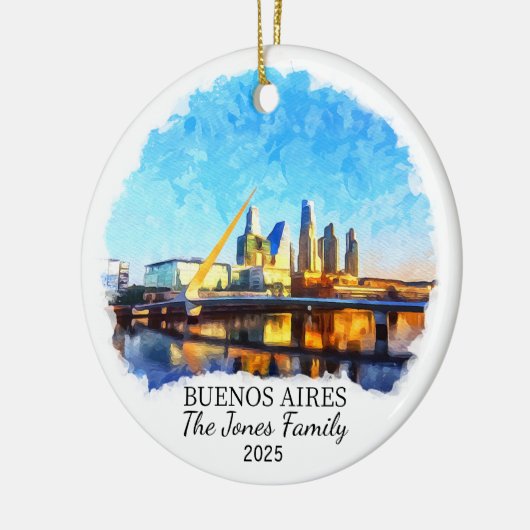 Gepersonaliseerde Buenos Aires Ornament, Argentini Keramisch Ornament (Links)