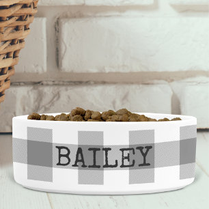 Gepersonaliseerde Buffalo Check Plaid Grijze Boerd Voerbakje