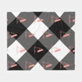 Gepersonaliseerde Buffalo Check Zwart Wit Roze Fleece Deken (Voorkant (Horizontaal))