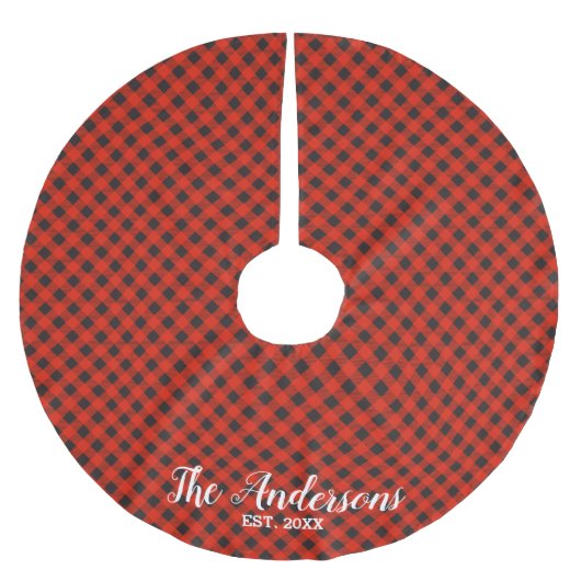 Gepersonaliseerde Buffalo Plaid Tree Rok Kerstboom Rok (Voorkant)