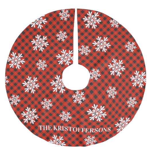 Gepersonaliseerde Buffalo Plaid Tree Rok Kerstboom Rok (Voorkant)