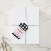 Gepersonaliseerde Buffalo Plaid Vrolijk Kerstfeest Cadeaulabel (Met Touw)