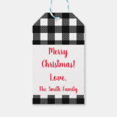 Gepersonaliseerde Buffalo Plaid Vrolijk Kerstfeest Cadeaulabel (Voorkant)
