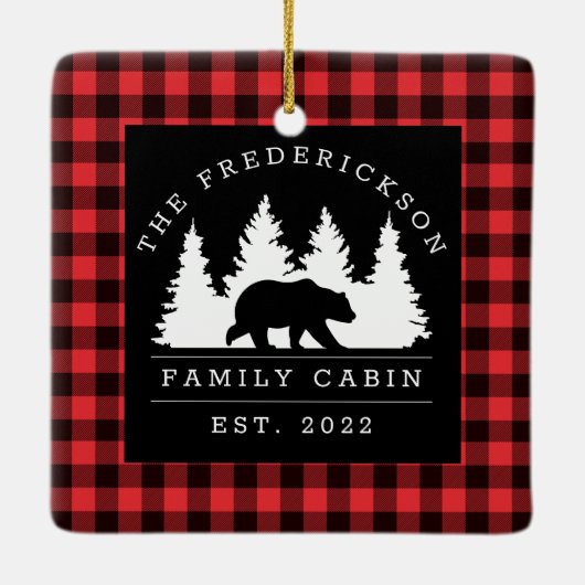 Gepersonaliseerde buffelbeklede Beer Keramisch Ornament (Achterkant)