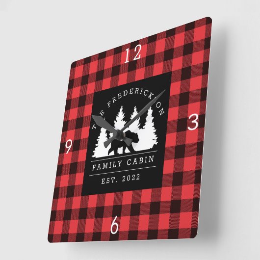 Gepersonaliseerde buffelbeklede Beer Vierkante Klok (Hoek)