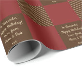 Gepersonaliseerde buffelcheque Bruin Happy Birthda Cadeaupapier (Rol Hoek)