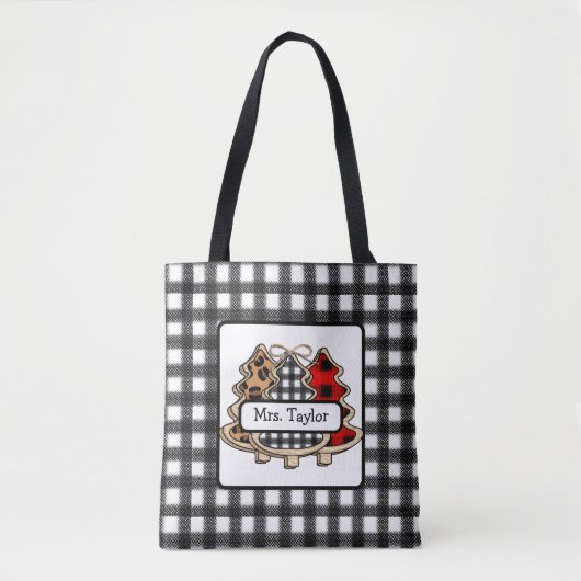 Gepersonaliseerde buffels met kerstbomen voor gebo tote bag (Voorkant)