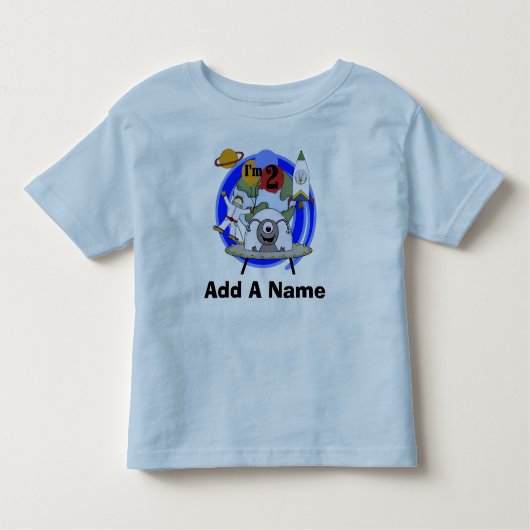 Gepersonaliseerde buitenruimte 2e verjaardag T-shi Kinder Shirts (Voorkant)