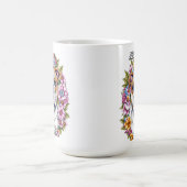 Gepersonaliseerde buldog en grillige bloemen koffiemok (Center)