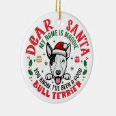 Gepersonaliseerde Bull Terrier Hond Kerstboom Rond Keramisch Ornament (Rechts)