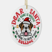Gepersonaliseerde Bulldog hond Kerstboom Ronde Keramisch Ornament (Rechts)