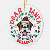 Gepersonaliseerde Bulldog hond Kerstboom Ronde Keramisch Ornament (Links)