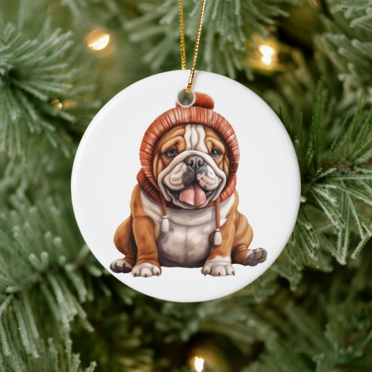 Gepersonaliseerde Bulldog hondenkunst Keramisch Ornament (Boom)