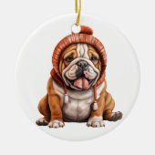 Gepersonaliseerde Bulldog hondenkunst Keramisch Ornament (Voorkant)