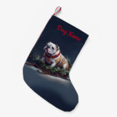 Gepersonaliseerde Bulldog Kerstsneeuw winter Kleine Kerstsok (Voorkant (Hangend))