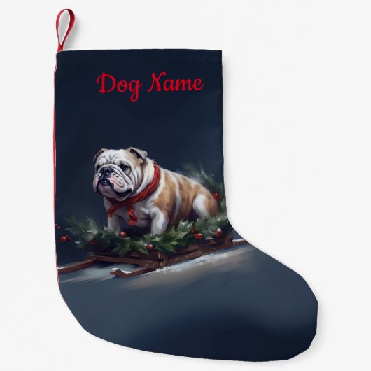 Gepersonaliseerde Bulldog Kerstsneeuw winter Kleine Kerstsok (Voorkant)