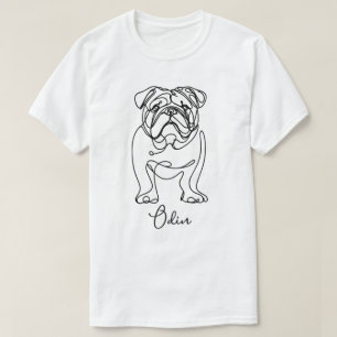 Gepersonaliseerde Bulldog Line Art T-shirt