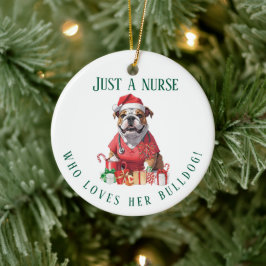 Gepersonaliseerde Bulldog Nurse Christmas Keepsake Keramisch Ornament