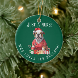Gepersonaliseerde Bulldog Nurse Christmas Keepsake Keramisch Ornament