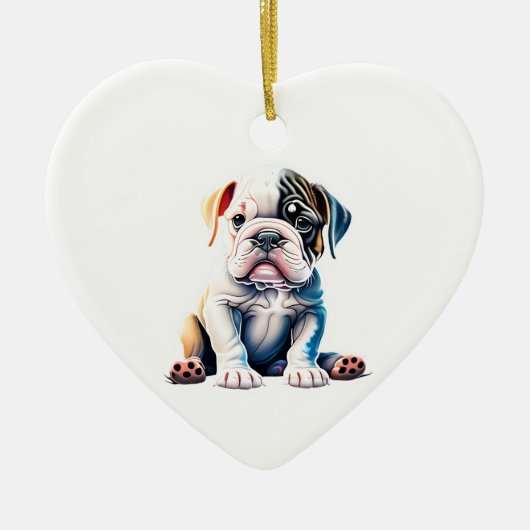 Gepersonaliseerde Bulldog Puppy Keramisch Ornament (Voorkant)