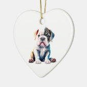 Gepersonaliseerde Bulldog Puppy Keramisch Ornament (Links)