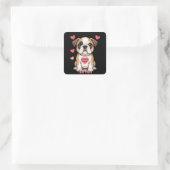 Gepersonaliseerde Bulldog Puppy met oprechte boods Vierkante Sticker (Tas)