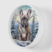 Gepersonaliseerde Bulldog Winter Wandklok (Hoek)