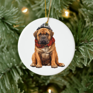 Gepersonaliseerde bullmastiff hond keramisch ornament