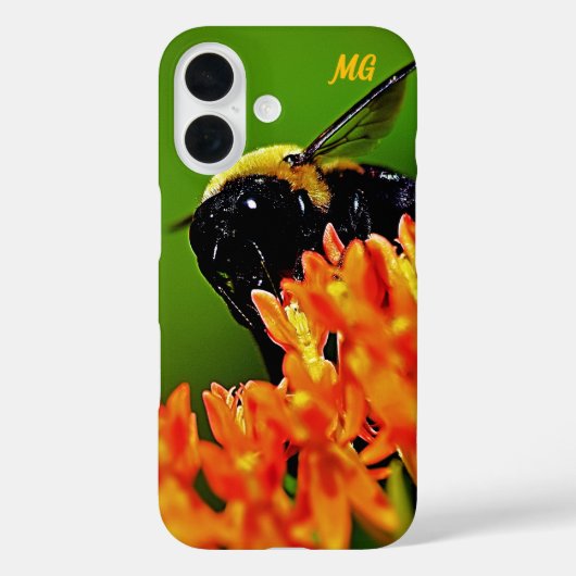 Gepersonaliseerde Bumble Bee op Flower iPhone Case (Achterkant)