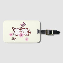 Gepersonaliseerde Bunny Butterfly Cherry Blossom Bagagelabel