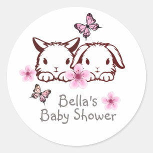 Gepersonaliseerde Bunny Butterfly Ronde Sticker