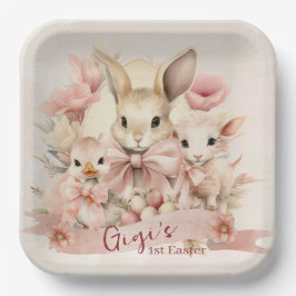 Gepersonaliseerde Bunny, Chick & Lamb Paas Borden Papieren Bordje