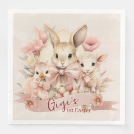 Gepersonaliseerde Bunny, Chick & Lamb Paas Borden Servet