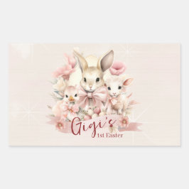 Gepersonaliseerde Bunny, Chick & Lamb Party Sticke Ovale Sticker