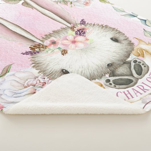 Gepersonaliseerde Bunny Konijn Baby Meisje Sherpa Sherpa Deken (3/4)