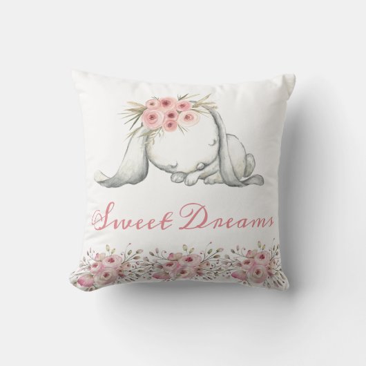 Gepersonaliseerde Bunny Nursery Room Sweet Dreams Kussen (Voorkant)