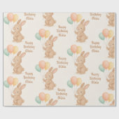 Gepersonaliseerde Bunny & Pastelballonnen - Schatt Cadeaupapier (Vlak)