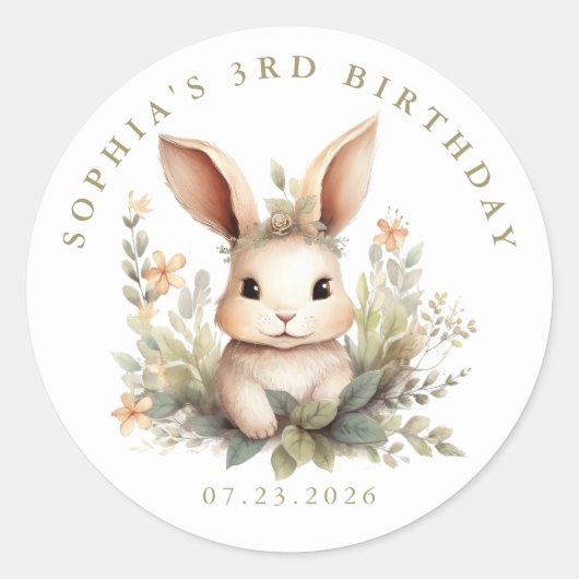 Gepersonaliseerde Bunny ronde Stickers (Voorkant)