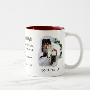 Gepersonaliseerde buren Kerstcadeau Tweekleurige Koffiemok