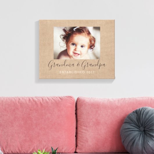 Gepersonaliseerde Burlap Fotodoek Canvas Afdruk (Insitu (Woonkamer))