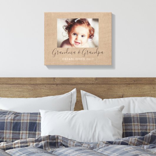 Gepersonaliseerde Burlap Fotodoek Canvas Afdruk (Insitu (Slaapkamer))