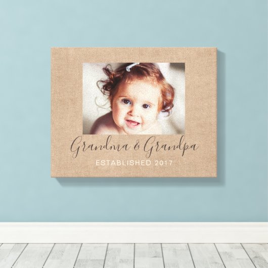 Gepersonaliseerde Burlap Fotodoek Canvas Afdruk (Insitu (Houten vloer))