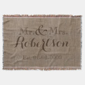 Gepersonaliseerde  Burlap-look Rustic/Wedding Deken (Voorkant)