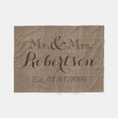 Gepersonaliseerde  Burlap-look Rustic/Wedding Fleece Deken (Voorkant (Horizontaal))