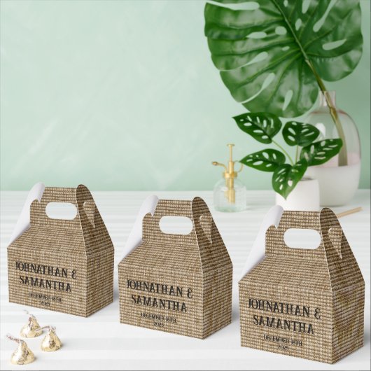 Gepersonaliseerde Burlap Natuur Favoriete Boxen –  Bedankdoosjes (Meervoudige)
