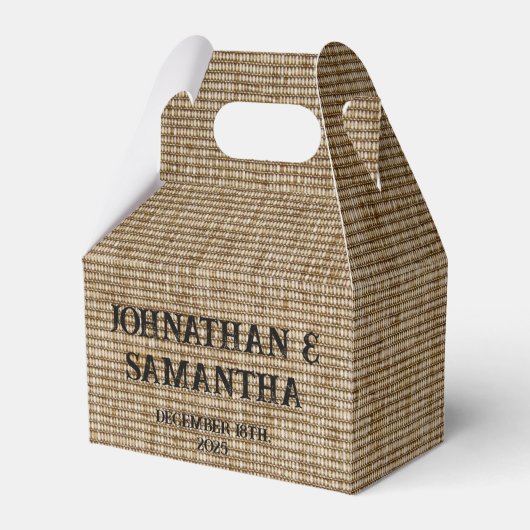 Gepersonaliseerde Burlap Natuur Favoriete Boxen –  Bedankdoosjes (Voorkant Zijde)