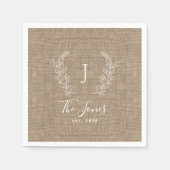 Gepersonaliseerde burlap rustic, gepersonaliseerde servet (Voorkant)